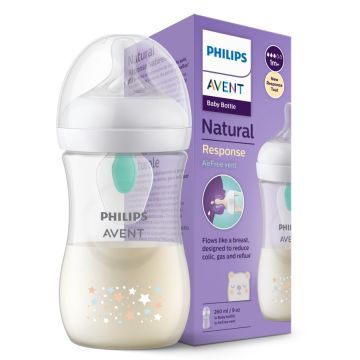 Бутылка для кормления Philips AVENT Natural AirFree c рисунком 260мл с 1 месяца