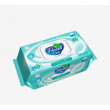 Влажные салфетки Flovell Care с клапаном антибактериальные 120шт