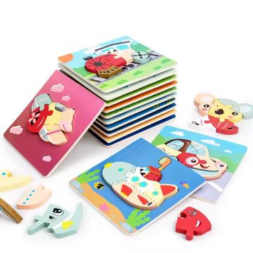 Игрушка деревянные пазл животные