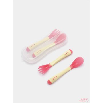Ложка вилка термочус  BPA 2шт в кейсе