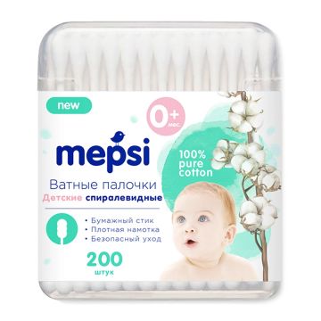 Ватные палочки Mepsi спиралевидные 200шт