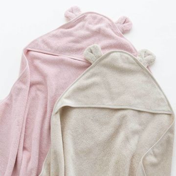 Полотенце детское  76*76см однотонный   с капюшоном и ушками E4409