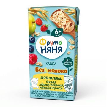 Безмолочная каша Фруто няня овсяная с яблоком, земляникой, малиной и черникой 200мл с 6 месяцев