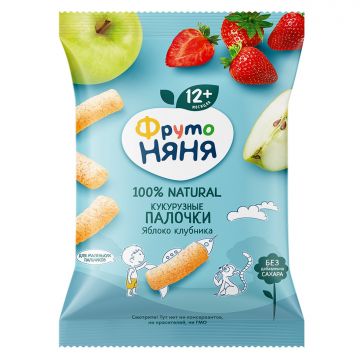 Кукурузные палочки Фруто няня  яблоко, клубника 20г с 12 месяцев