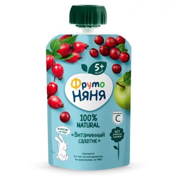 Пюре Фруто няня Дой-пак витаминный салатик 90г с 6 месяцев