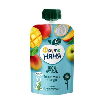 Пюре Фруто няня Дой-пак яблоко, манго, йогурт 90г с 6 месяцев