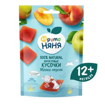 Фруктовые кусочки Фруто няня яблоко, персик 53г с 12 месяцев
