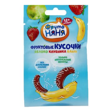Фруктовые кусочки Фруто няня яблоко, клубника, банан 15г с 12 месяцев