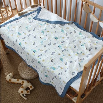 Плед шестислойный с окантовкой Белый 110-110см   Муслин  F566