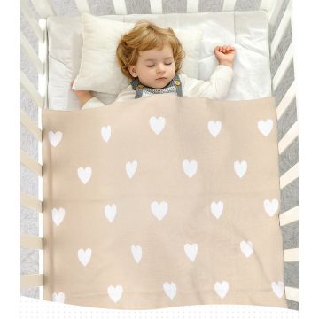 Плед для детей  70*90см Сердечки  Вязаный трикотаж  82W1823