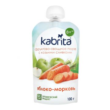 Пюре Kabrita с козьими сливками яблоко-морковь 100г