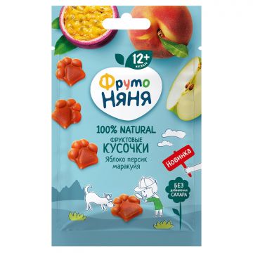 Фруктовые кусочки Фруто няня яблоко, персик, маракуя 15г с 12 месяцев