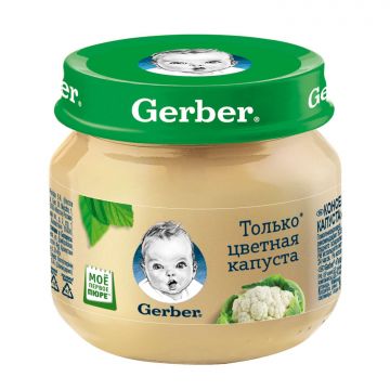 Пюре Gerber в стекле цветная капуста 80г с 4 месяцев