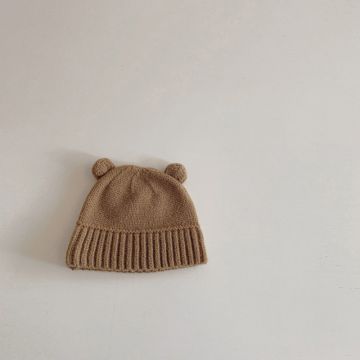 Шапка с ушками  Вязаный Бежевый  Уни, Осень  DR1823