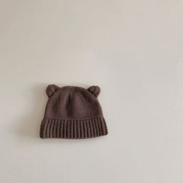 Шапка с ушками  Вязаный Коричневый  Уни, Осень  DR1823