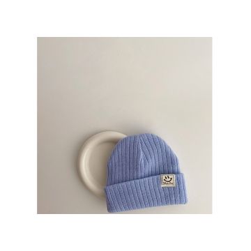 Шапка Yihatu Kids Вязаный Голубой Смайлик Мал, Осень  SHA958