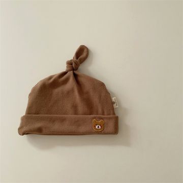 Шапка-колпак с узлом  Трикотаж Коричневый Медвежонок Уни, Демисезон  DR1447