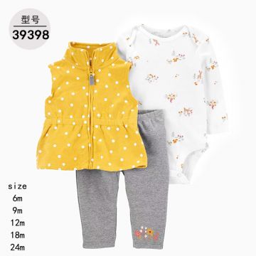 Комплект 3в1 жилет/штаны/боди Горох Carter's Трикотаж Желтый Дев Замок MY-88081