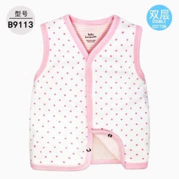 Жилетка Горох  Трикотаж Белый/розовый Дев Кнопка В900