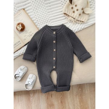 Ромпер    Вязаный Темно-серый Уни Пуговица Т23D76