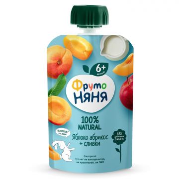 Пюре Фруто няня Дой-пак яблоко, абрикос, сливки 90г с 6 месяцев