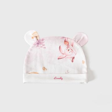 Шапка с ушками c отворотом lovely kids Трикотаж Белый Небо и слон на воздушном шаре Уни, Постоянный