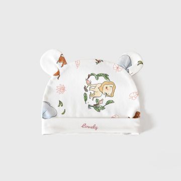 Шапка с ушками c отворотом lovely kids Трикотаж Белый Джунгли Уни, Постоянный  9011