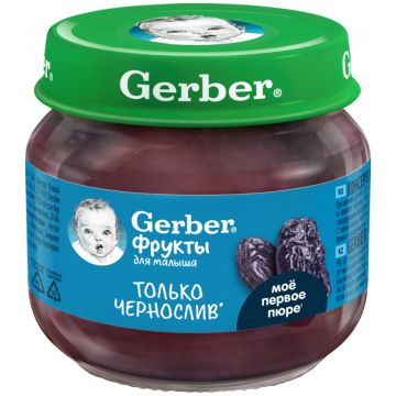 Пюре Gerber в стекле чернослив 80г с 4 месяцевв