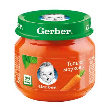 Пюре Gerber в стекле морковь 80г с 4 месяцев
