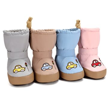 Пинетки болоневые детские  мехом  , машинки Замок  Полиэстер 1472-RF
