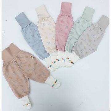 Ползунки с носками и на высокой посадке Дерево Munka kids Начес     E5-1