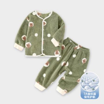 Комплект 2в1 кофта/штаны Медвежонки  Пенка Зеленый Уни Кнопка на плече 24017