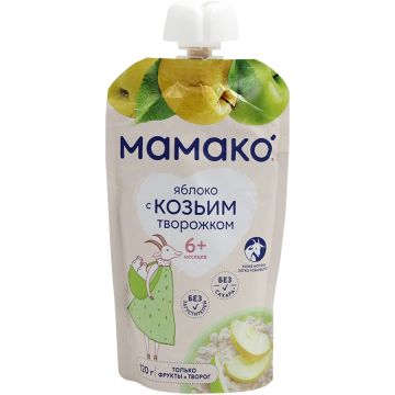 Пюре Мамако Дой-пак яблоко с козьим творожком 120г с 6 месяцев