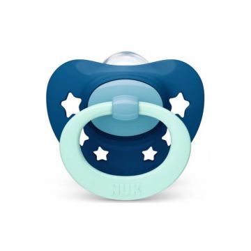 Пустышка Nuk Signature синий силикон 6-18м