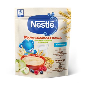 Молочная каша Nestle мультизлаковая яблоко/черника/малина, 200г с 6 месяцев