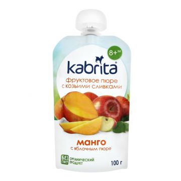 Пюре с козьими сливками Kabrita манго с яблочным пюре 100г с 8 месяцев
