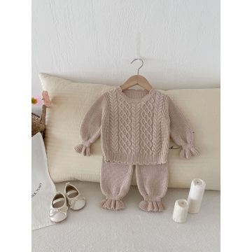 Комплект 2в1 кофта/штаны  Yidoumi Вязаный Бежевый Дев  GZ685