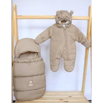 Комплект конверт кокон с комбинезоном «Медвежонок»  Плащевка/флиc