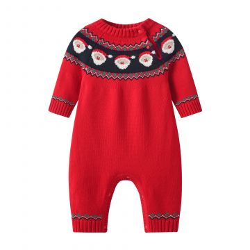 Ромпер  Дед Мороз Auro Mesa Вязаный Красный Уни Кнопка 40808