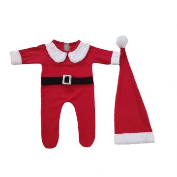 Комплект для фотосессии новорожденных   Флис Красный Уни Пуговица 2020