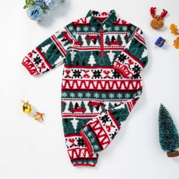 Ромпер  Новый год  Флис Зеленый Мал Замок GBC078