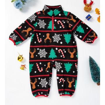 Ромпер  Новый год  Флис Черный Уни Замок GBC078