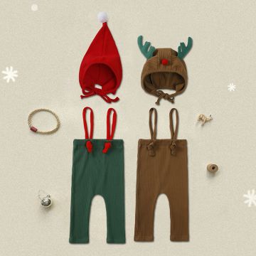 Комплект 2в1 штаны/шапка Новый год Kids Tales Трикотаж Коричневый Уни  KZ629