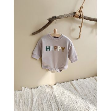 Боди длинный рукав Happy FMPDC Трикотаж двухнитка Серый Уни Кнопка Q145