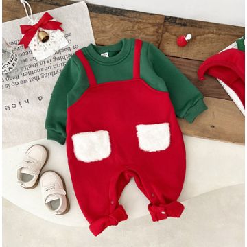 Ромпер    Трикотаж/флис Красный/зеленый Уни Кнопка T23D119