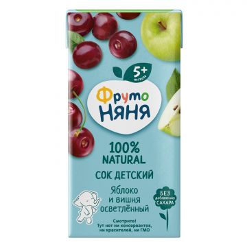 Сок Фруто няня яблоко, вишня 200мл с 5 месяцев