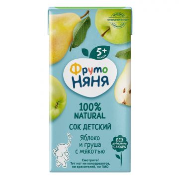 Сок Фруто няня яблоко, груша 200мл с 5 месяцев