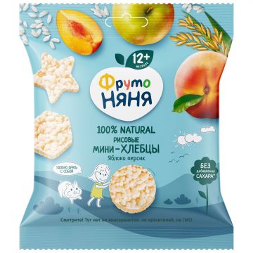 Мини-хлебцы Фруто няня рисовые с яблоком и персиком 30 г с 12 месяцев