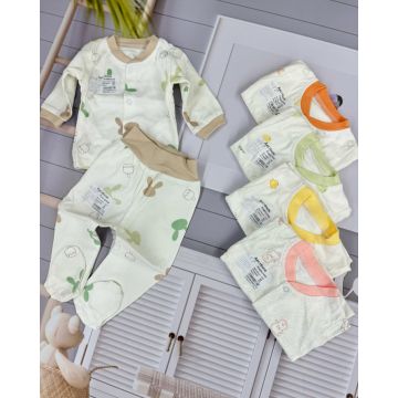 Комплект 2в1 кофта/ползунки Цыпленок Аистёнок Интерлок Желтый Уни Кнопка спереди KOMPL132