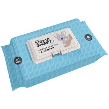 Влажные салфетки Мама знает с клапаном гипоаллергенные 80шт